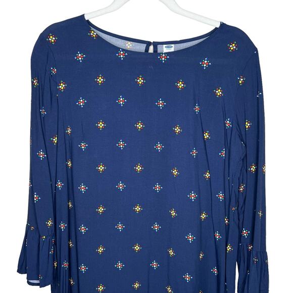 Old Navy Womens Medium Long Bell Sleeve Woven Shift Navy Georgetown Dress - Picture 3 of 9